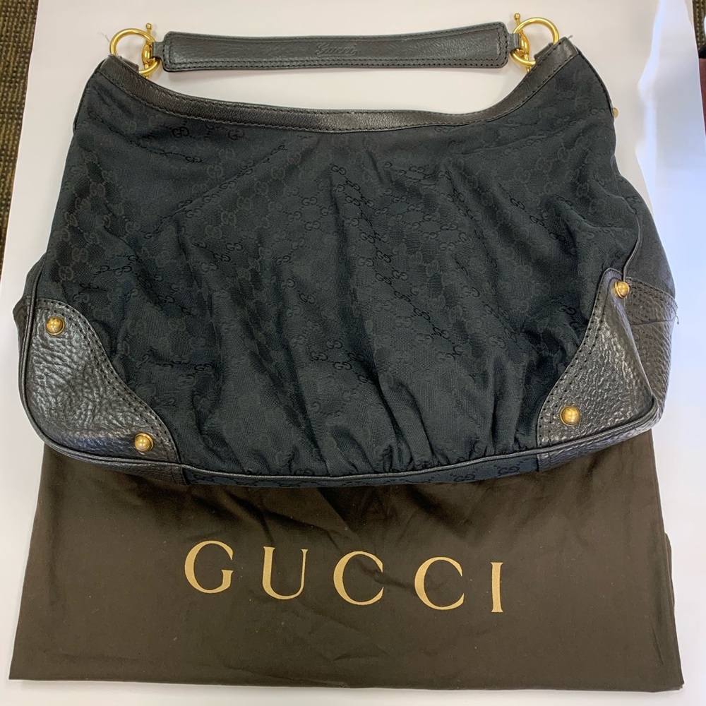 Large GG Canvas Jockey Hobo